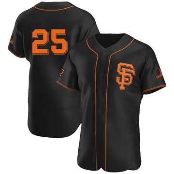 Barry Bonds Number #25 Men's Giants Printed Baseball Jersey White  Orange Black